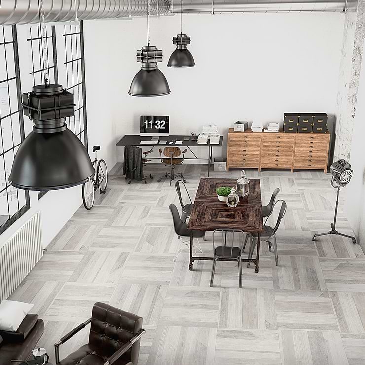 Caribou White 24x24 Matte Porcelain Wood Look Tile