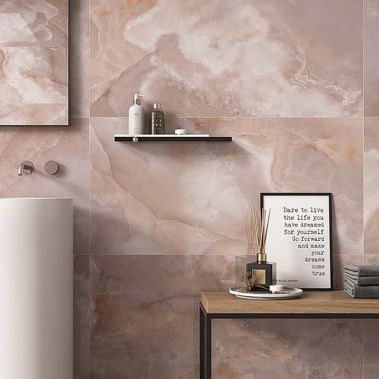 Jewel Onyx Coral Pink 24x48 Polished Porcelain Tile