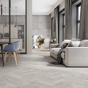 Kenridge Chevron Gray 24x48 Matte Porcelain Wood Look Tile  - Sample