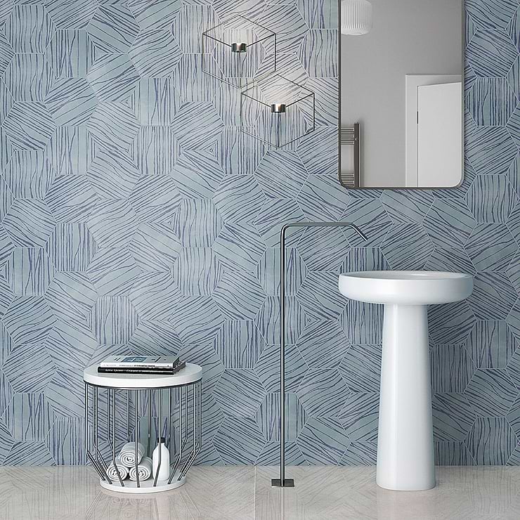 HexArt Zen Ocean Turquoise 8" Hexagon Matte Porcelain Tile; in Turquoise, Blue Porcelain; for Backsplash, Floor Tile, Kitchen Floor, Kitchen Wall, Wall Tile, Bathroom Floor, Bathroom Wall, Shower Wall, Shower Floor, Outdoor Floor, Outdoor Wall, Commercial Floor; in Style Ideas Contemporary, Mid Century, Modern, Transitional, Whimsical