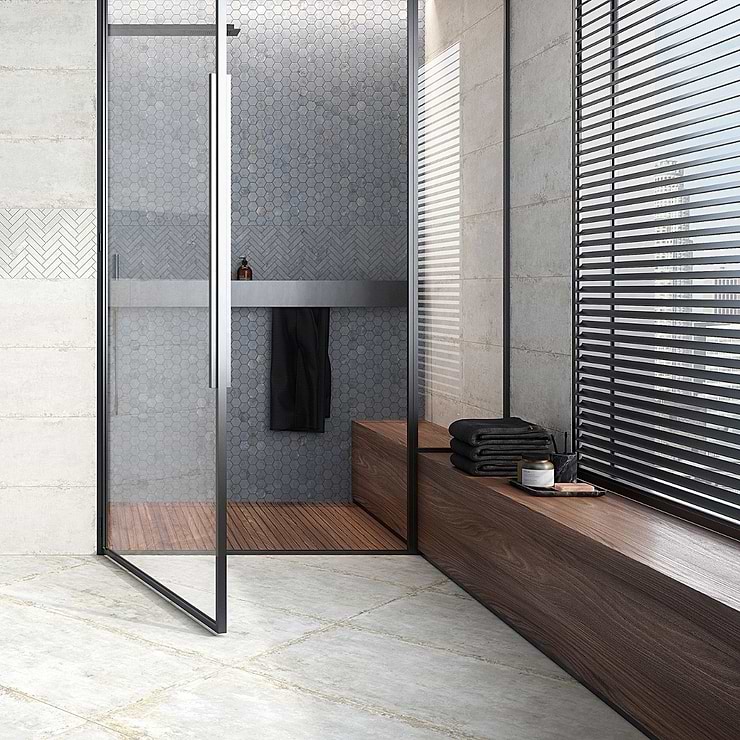 Portrait Ocean Blue 1x4 Herringbone Matte Porcelain Mosaic Tile