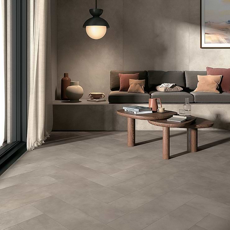 Clay Trust Gray 16x32 Matte Porcelain Tile; in Gray Porcelain; for Backsplash, Floor Tile, Kitchen Floor, Kitchen Wall, Wall Tile, Bathroom Floor, Bathroom Wall, Shower Wall, Shower Floor, Commercial Floor; in Style Ideas Contemporary, Industrial, Mid Century, Modern, Traditional, Transitional; released 2023; new, trends