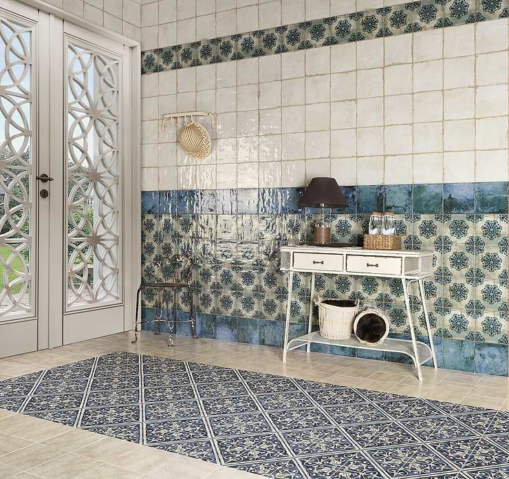 Angela Harris Dunmore Blanco 8x8 Ceramic Tile