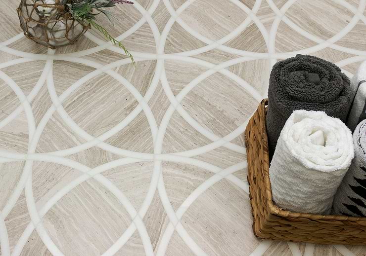 Celtic Wooden Beige And Thassos Marble Tile