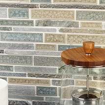 Shangri-La Green Quartz Random Brick Polished Marble & Glass Tile