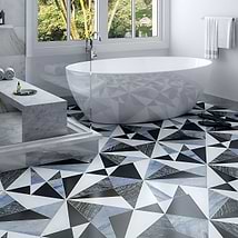 Jagger Black Nero and Blue Polished Marble Mosaic Tile
