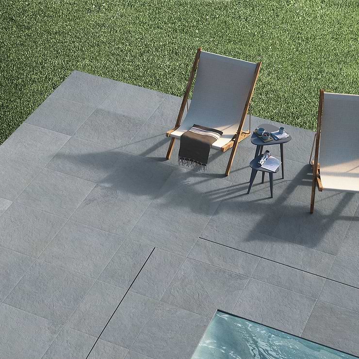 Montrose Bluestone Select 24x24 Textured Porcelain 2CM Outdoor Paver; in Gray Porcelain ; for Commercial Floor, Floor Tile, Kitchen Floor, Outdoor Floor, Outdoor Wall; in Style Ideas Classic, Industrial, Rustic