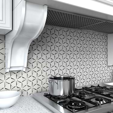 Euphoria Arctic Silver Polished Marble + Glass Hexagon Mosaic - Sample