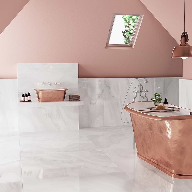 Waverly White 24x48 Polished Porcelain Tile
