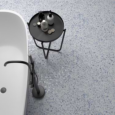 Terrazzo Hex Blue 9" Terrazzo Look Matte Porcelain Tile