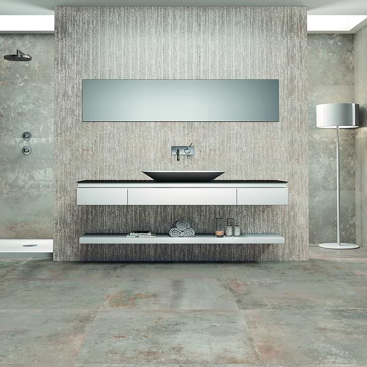 Twilight Deco Silver 12X48 Metal Look Matte Porcelain Tile; in Gray  Porcelain; for Backsplash, Kitchen Wall, Wall Tile, Bathroom Wall, Shower Wall; in Style Ideas Art Deco, Cottage, Craftsman, Industrial, Mid Century