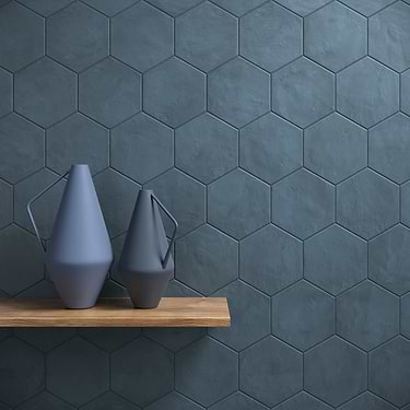 Ava Ocean Blue 8" Hexagon Matte Porcelain Tile - Sample