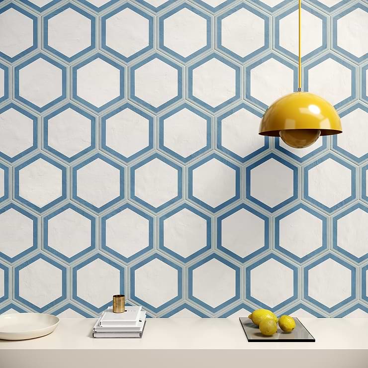 Ava Deco Ocean Cielo 8" Hexagon Matte Porcelain Tile