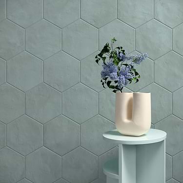 Ava Cielo Green 8" Hexagon Matte Porcelain Tile