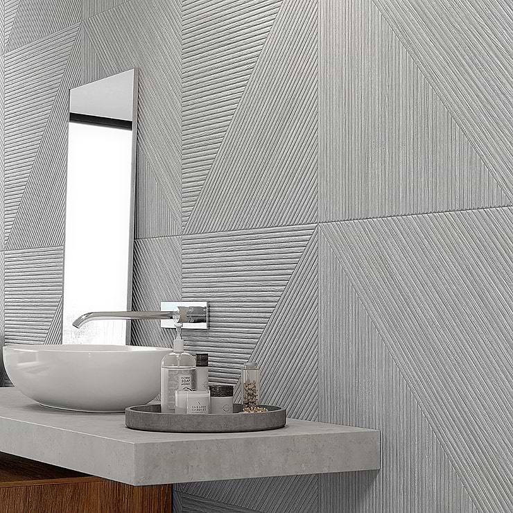 Enso Gray 24x48 Ribbed Matte Porcelain Tile; in Gray Colorbody Porcelain; for Bathroom Wall, Kitchen Wall, Outdoor Wall, Shower Wall, Wall Tile; in Style Ideas Beach, Contemporary, Modern, Transitional; released 2024; new, trends