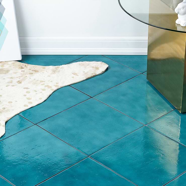 Cavallo Fiji Blue 14X14 Glazed Porcelain Tile; in Carribean Blue Extruded Porcelain; for Backsplash, Floor Tile, Kitchen Floor, Kitchen Wall, Wall Tile, Bathroom Floor, Bathroom Wall, Shower Wall, Shower Floor, Outdoor Floor, Outdoor Wall, Commercial Floor, Pool Tile; in Style Ideas Beach, Craftsman, Mediterranean, Mid Century, Transitional, Tropical