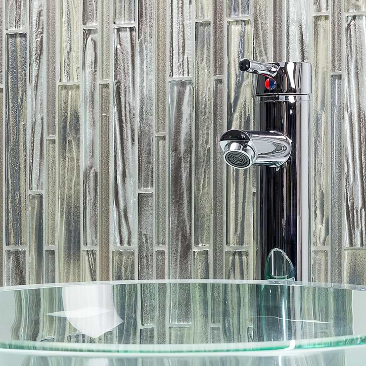 Mangata Glacial Thundercloud Metallic Glass Mosaic; in Gold + Copper + Silver  Glass; for Backsplash, Kitchen Wall, Wall Tile, Bathroom Wall, Shower Wall; in Style Ideas Beach