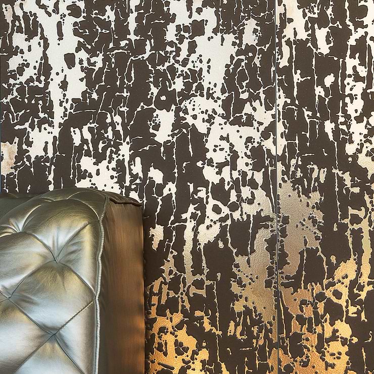 Boreal Foundry Bronze 24x48 Artisan Decor Porcelain Tile; in Brown, Gold Porcelain ; for Backsplash, Kitchen Wall, Wall Tile, Bathroom Wall, Shower Wall, Outdoor Wall; in Style Ideas Art Deco, Contemporary, Whimsical