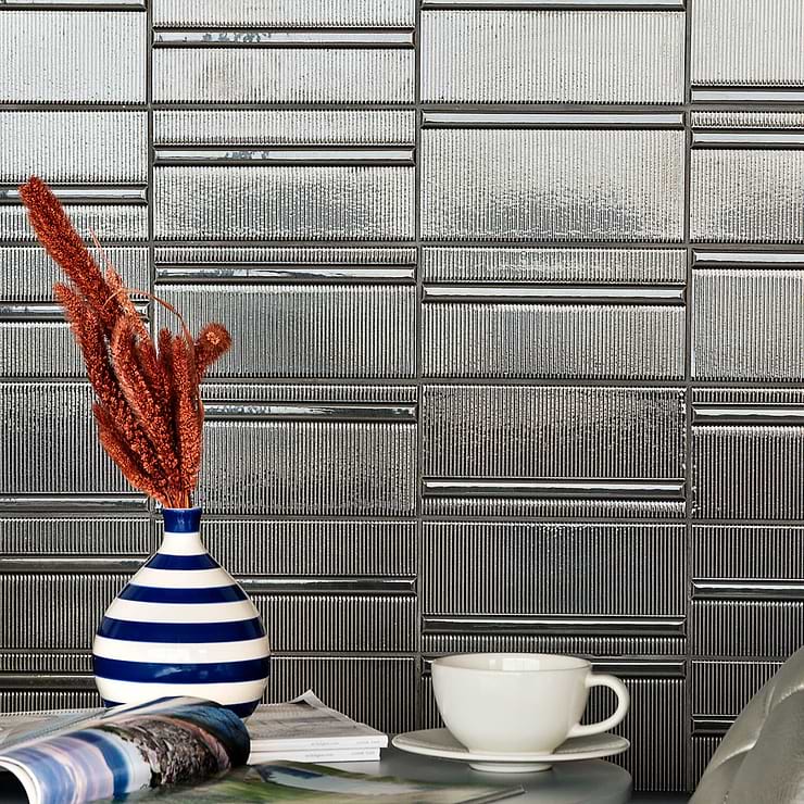 Vector Reverb Antracita Gray 4X8 Polished Ceramic Tile; in Dark Gray Ceramic; for Backsplash, Kitchen Wall, Wall Tile, Bathroom Wall, Shower Wall; in Style Ideas Classic, Cottage, Craftsman, Farmhouse, Industrial, Mid Century, Rustic, Traditional