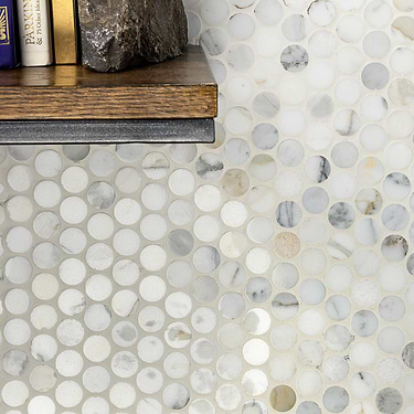 Calacatta White 1"Penny Round Polished Marble Mosaic