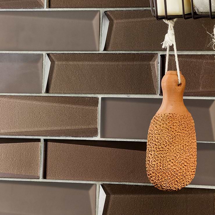 Remington Bronze Beveled Bricks Glass Mosaic Tile
