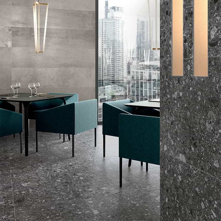 Rizo Antracite 24x24 Terrazzo Look Porcelain Tile