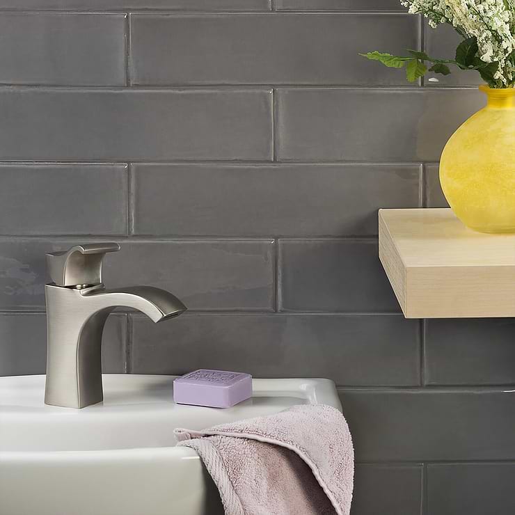 Manchester Charcoal Gray 3x12 Glazed Ceramic Subway Tile; in Gray White Body Ceramic; for Backsplash, Kitchen Wall, Wall Tile, Bathroom Wall, Shower Wall; in Style Ideas Beach, Classic, Contemporary, Cottage, Craftsman, Farmhouse, Industrial, Mid Century, Modern, Traditional, Transitional