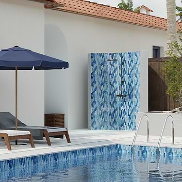 Artwave  Beach Blue Iridescent 1x4 Polished Glass Mosaic Tile