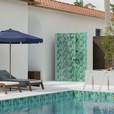 Artwave  Lagoon Green Iridescent 1x4 Polished Glass Mosaic Tile