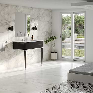 Classic Carrara 36" Black Vanity with Chrome Accents 