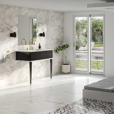 Classic Carrara 36" Black Vanity with Gold Accents 