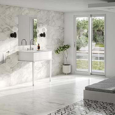 Classic Carrara 30" White Vanity with Chrome Accents 