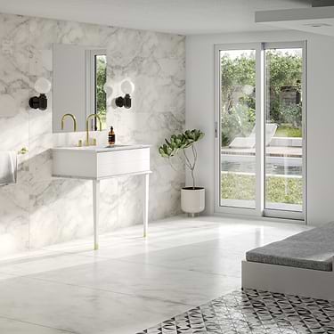 Classic Carrara 30" White Vanity with Gold Accents 