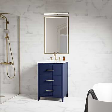 Iconic 24" Navy and Gold Vanity with Marble Counter