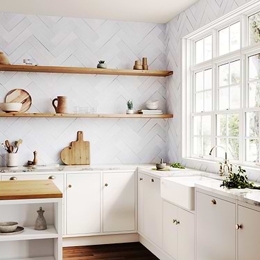 ArtBlock by Stacy Garcia Fluted Azure 4x16 Glossy Porcelain Tile by Stacy Garcia - Sample