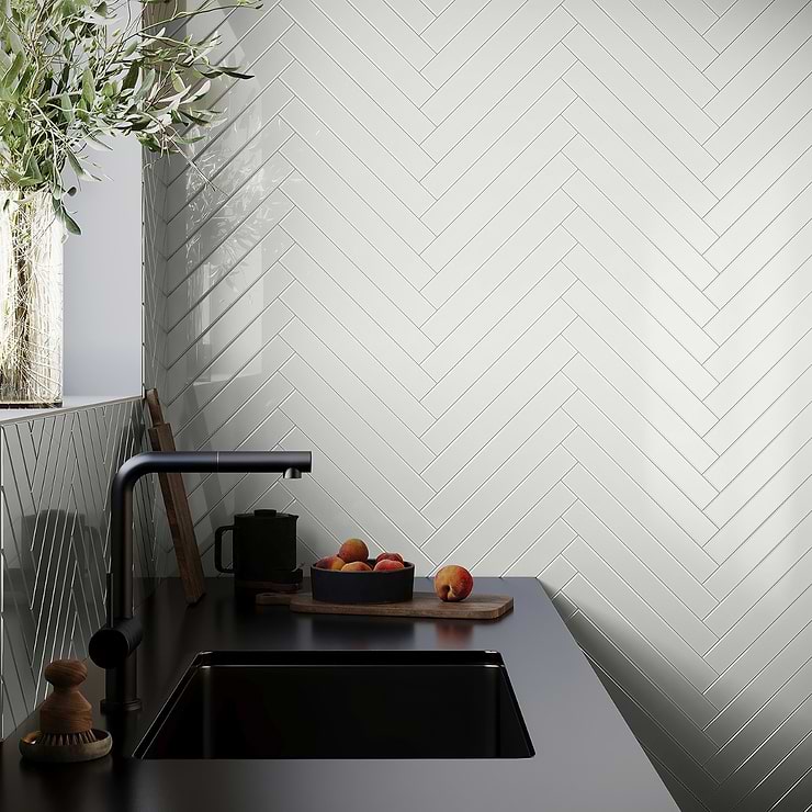 Loft Horizon Super White 2x16 Polished Glass Subway Wall Tile