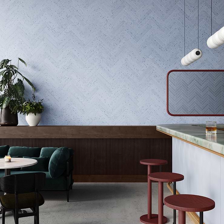 Mancala Denim Blue 3x16 Matte Terrazzo Tile