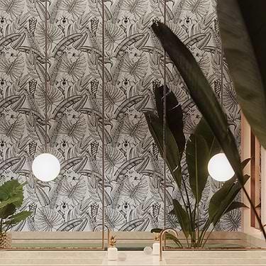 Paula Purroy Art Gallery Gardenia Black and White 24x48 Artisan Decor Matte Porcelain Tile - Sample
