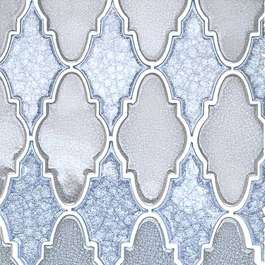 Roman Valor Brisk Blue Arabesque Polished Glass Mosaic