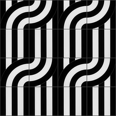 ARC Viva Black & White 12X12 Polished Porcelain Mosaic: Pattern 35