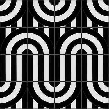 ARC Viva Black & White 12X12 Polished Porcelain Mosaic: Pattern 9