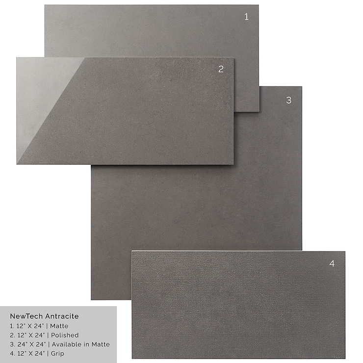 NewTech Antracite 12x24 Polished Porcelain Tile