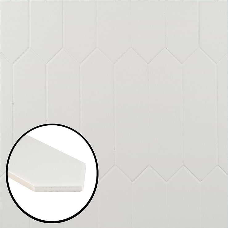 Tehama Crackled White 3x12 Hexagon Polished Ceramic Tile; in White  Ceramic; for Backsplash, Bathroom Wall, Kitchen Wall, Shower Wall, Wall Tile; in Style Ideas Beach, Cottage, Farmhouse, Tropical; released 2024; new, trends