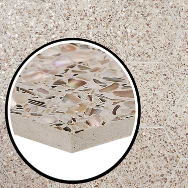 Reef Cream 8" Hexagon Polished Pearl Terrazzo Tile  - Sample
