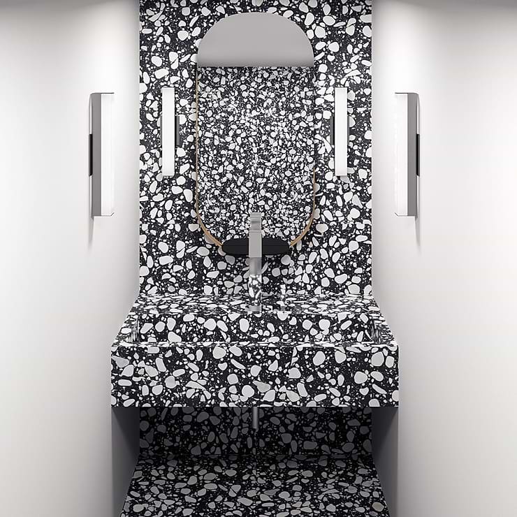 Terrazzo Italy Sacra Nero Black & White 24x24 Honed Terrazzo Tile