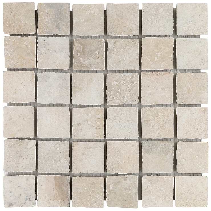 Seville Pergamo Beige 2x2 Travertine Look Matte Porcelain Mosaic Tile