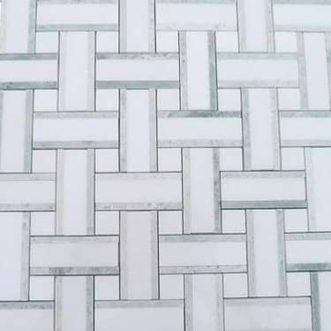 Twine Olive Grove White Polished Marble Mosaic