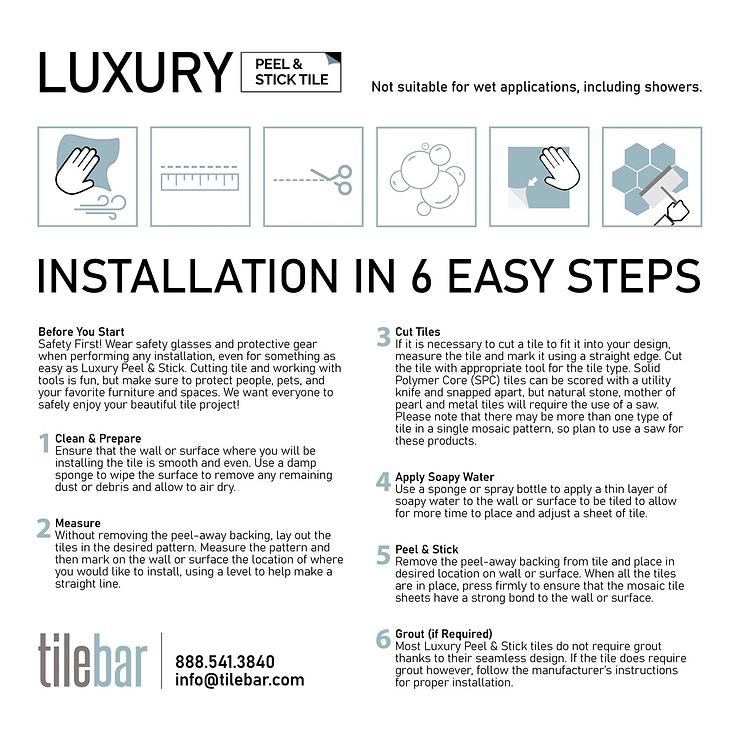 Tether Silver Chevron Solid Core Peel & Stick Self Adhesive Mosaic Tile