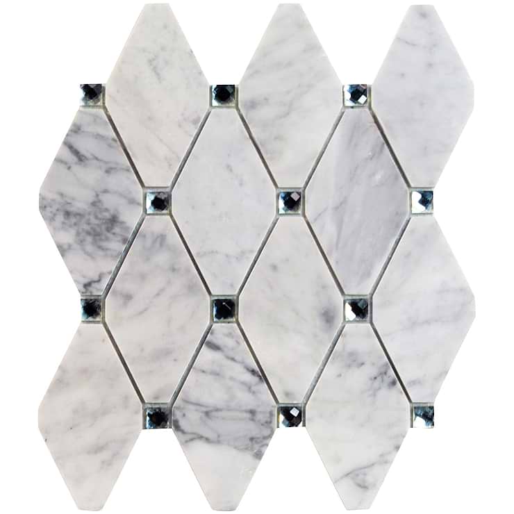 Reflection Diamond Asian Statuary Marble & Mirrored Glass 