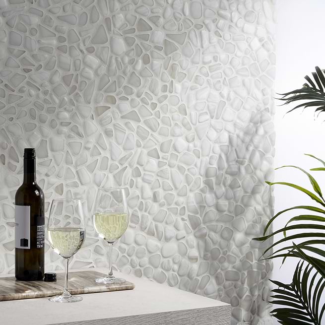 Exquisite pebble glass in a serene palette